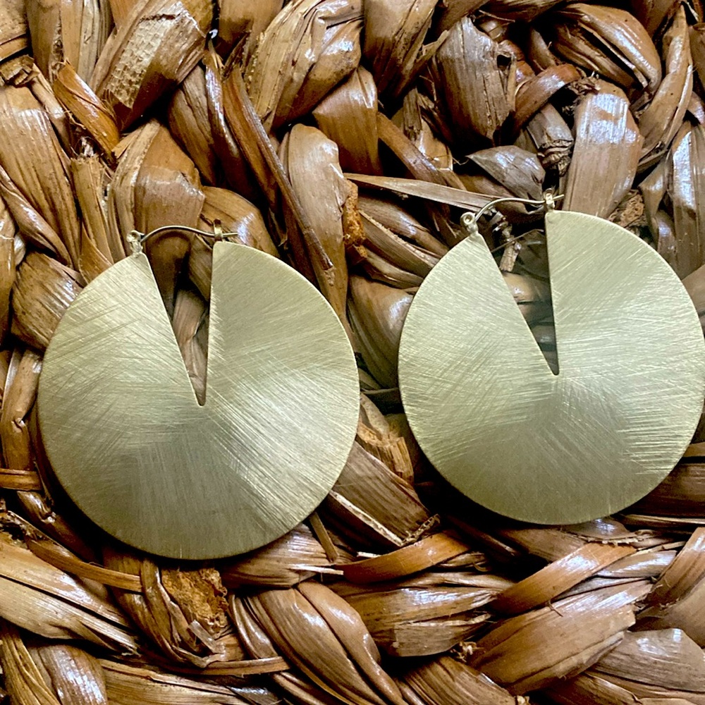 Anthropologie gold metal geometric earrings